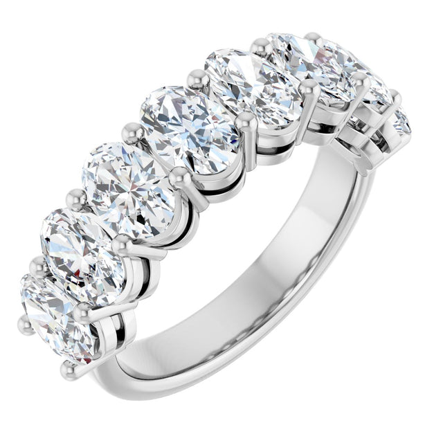 14K Gold Oval Lab-Grown Diamond Shared-Prong Anniversary Band – 6x4 mm Stones - White Gold