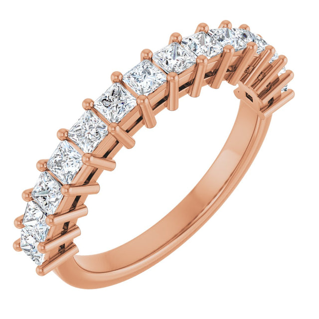 14K Gold Square Lab-Grown Diamond Shared-Prong Anniversary Band – 3/4–2 1/4 CTW - Rose Gold