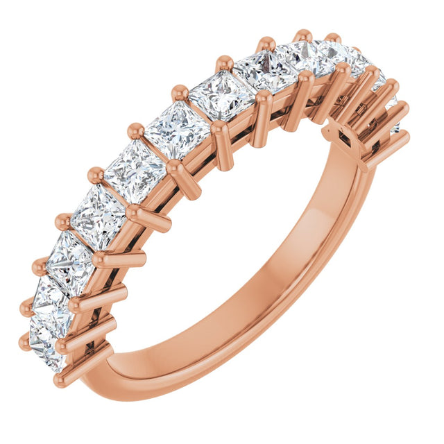 14K Gold Square Lab-Grown Diamond Shared-Prong Anniversary Band – 3/4–2 1/4 CTW - Rose Gold