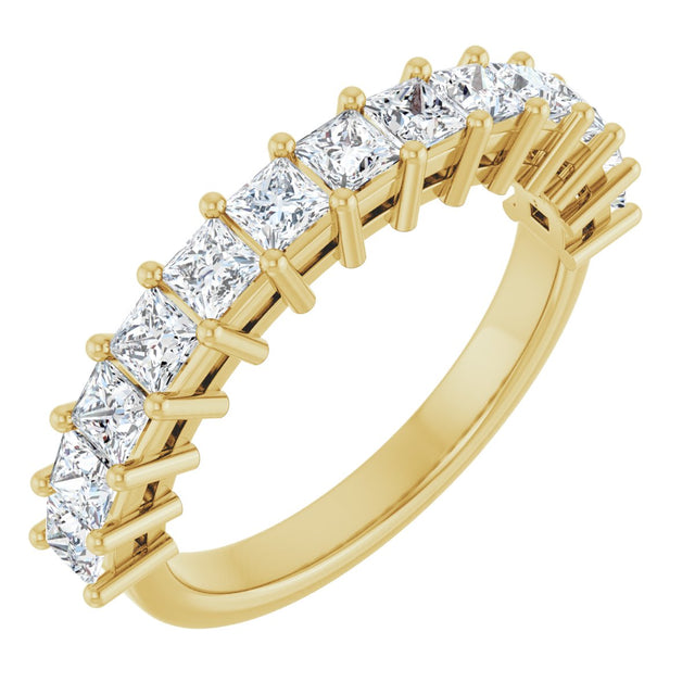 14K Gold Square Lab-Grown Diamond Shared-Prong Anniversary Band – 3/4–2 1/4 CTW - Yellow Gold