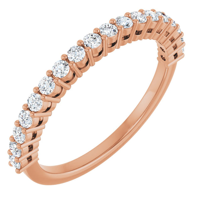 14K Gold Round Natural Diamond Shared-Prong Anniversary Band – 1/3–3/4 CTW - Rose Gold