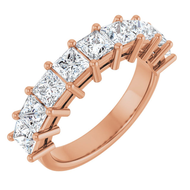 14K Gold Square Lab-Grown Diamond Shared-Prong Anniversary Band – 3/4–2 1/4 CTW - Rose Gold