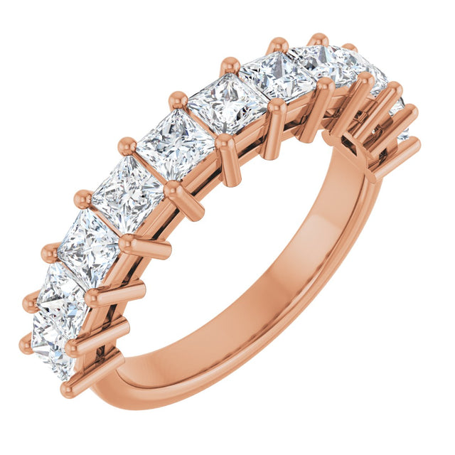 14K Gold Square Lab-Grown Diamond Shared-Prong Anniversary Band – 3/4–2 1/4 CTW - Rose Gold