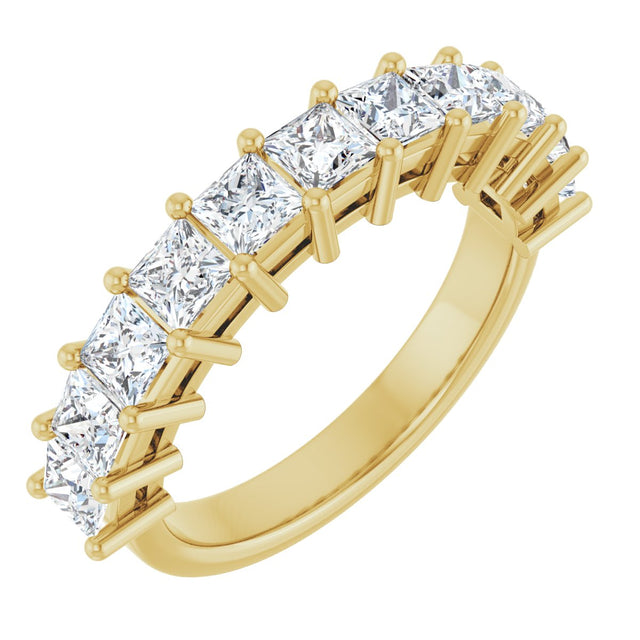 14K Gold Square Lab-Grown Diamond Shared-Prong Anniversary Band – 3/4–2 1/4 CTW - Yellow Gold