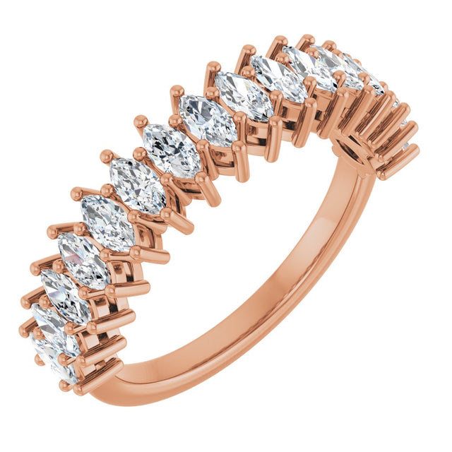 14K Gold Marquise Lab-Grown Diamond Shared-Prong Anniversary Band – 1 1/8 CTW - Rose Gold
