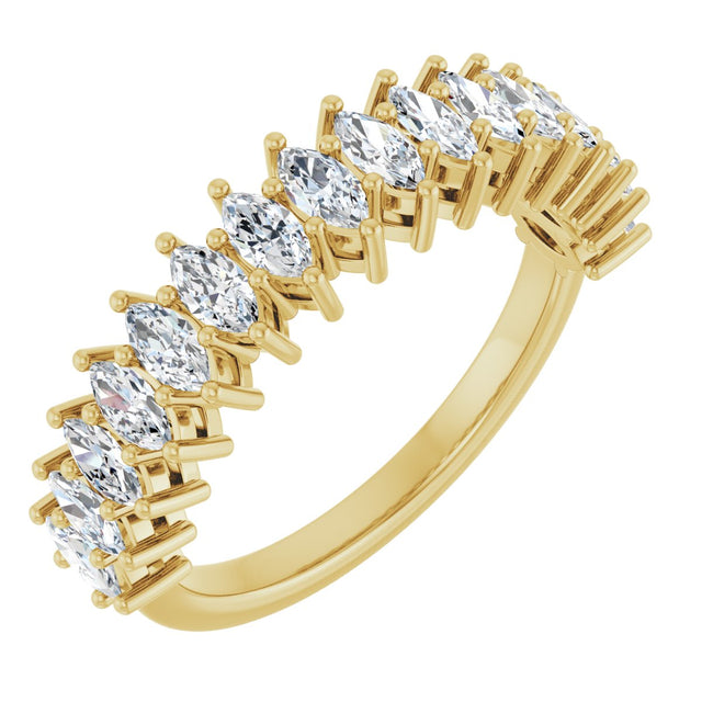14K Gold Marquise Lab-Grown Diamond Shared-Prong Anniversary Band – 1 1/8 CTW - Yellow Gold