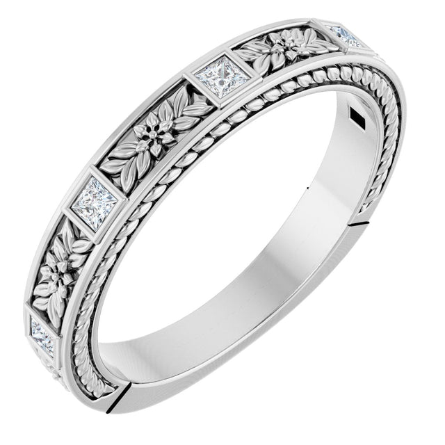 Platinum Square Natural Diamond Anniversary Band – 1/6 CTW