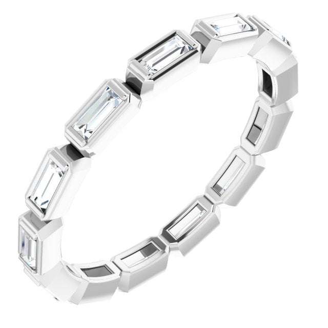 14K Gold Straight Baguette Natural Diamond Bezel-Set Eternity Band – 3x1.25 mm Stones - White Gold