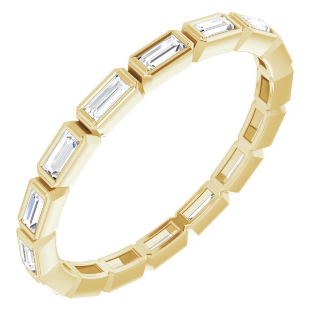 14K Gold Straight Baguette Natural Diamond Bezel-Set Eternity Band – 3x1.25 mm Stones - Yellow Gold