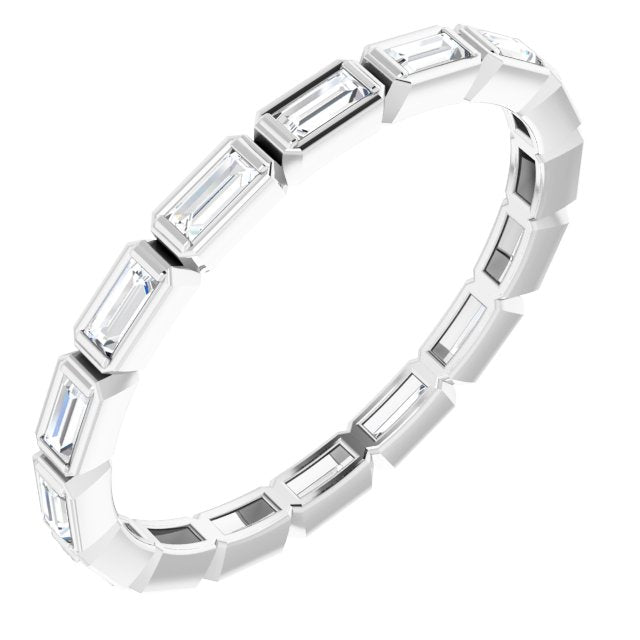 14K Gold Straight Baguette Natural Diamond Bezel-Set Eternity Band – 3x1.25 mm Stones - White Gold