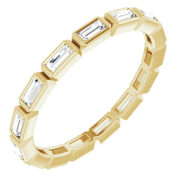 14K Gold Straight Baguette Natural Diamond Bezel-Set Eternity Band – 3x1.25 mm Stones - Yellow Gold