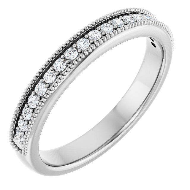 Platinum Round Lab-Grown Diamond Milgrain Edge Anniversary Band – 1/10–3/4 CTW