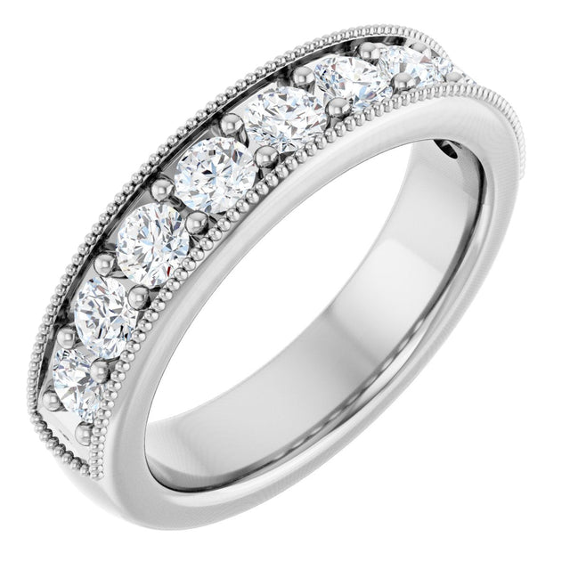Platinum Round Lab-Grown Diamond Milgrain Edge Anniversary Band – 1/10–3/4 CTW