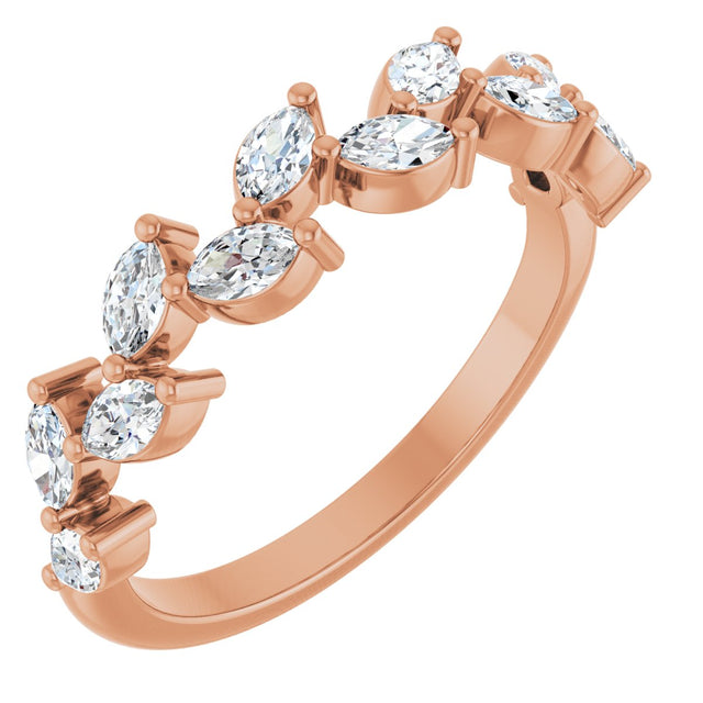 14K Gold Marquise Lab-Grown Diamond Anniversary Band – 5/8 CTW - Rose Gold