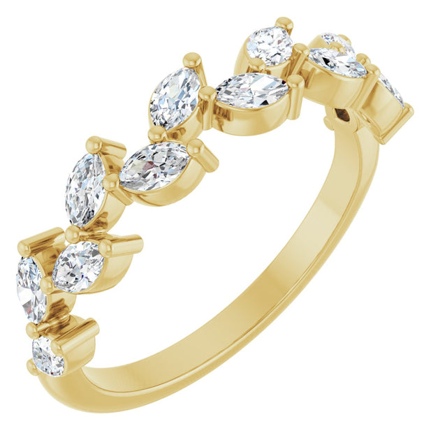 14K Gold Marquise Natural Diamond Anniversary Band – 5/8 CTW - Yellow Gold