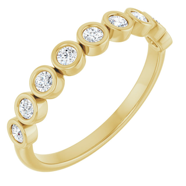 14K Gold Round Lab-Grown Diamond Bezel-Set Anniversary Band – 1/4–7/8 CTW - Yellow Gold