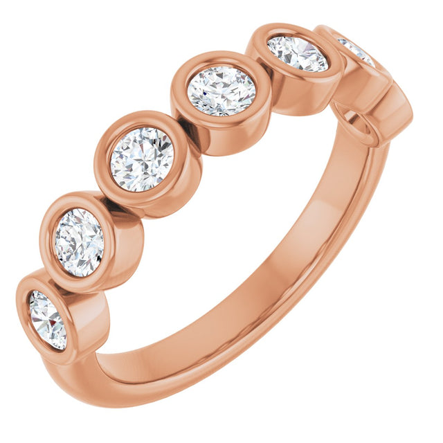 10K Gold Round Lab-Grown Diamond Bezel-Set Anniversary Band – 1/4–7/8 CTW - Rose Gold