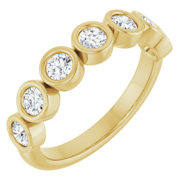 10K Gold Round Lab-Grown Diamond Bezel-Set Anniversary Band – 1/4–7/8 CTW - Yellow Gold