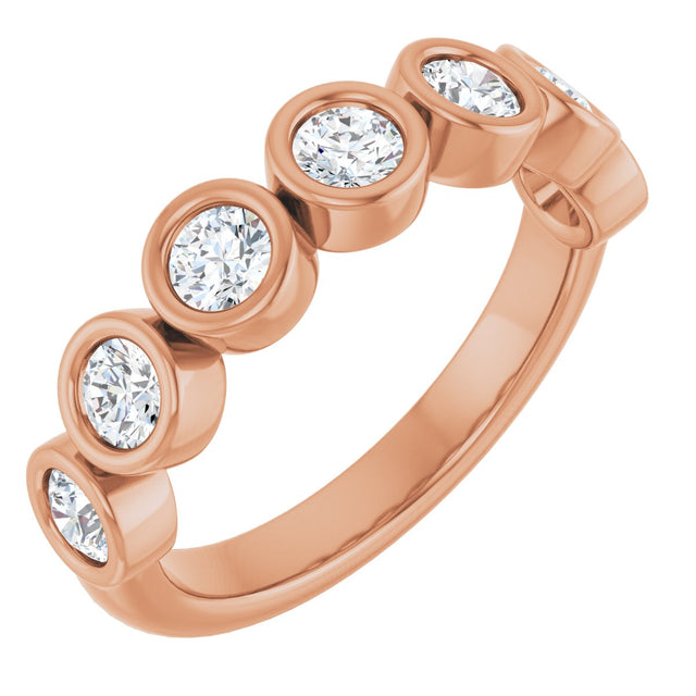 14K Gold Round Lab-Grown Diamond Bezel-Set Anniversary Band – 1/4–7/8 CTW - Rose Gold