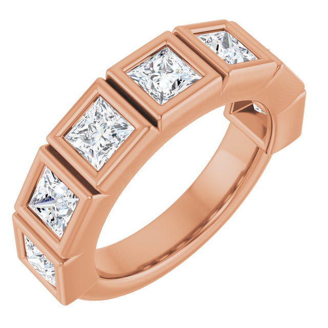 14K Gold Round Lab-Grown Diamond Bezel-Set Anniversary Band – 1–1 1/3 CTW - Rose Gold