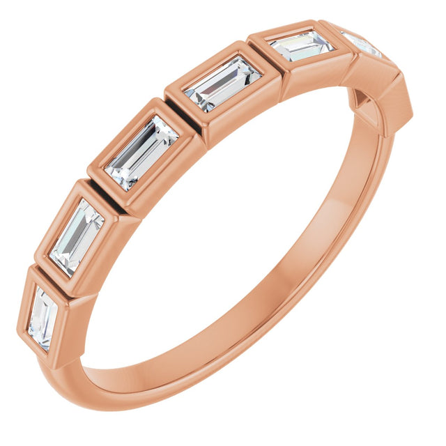 10K Gold Straight Baguette Lab-Grown Diamond Bezel-Set Anniversary Band – 1/6–3/8 CTW - Rose Gold