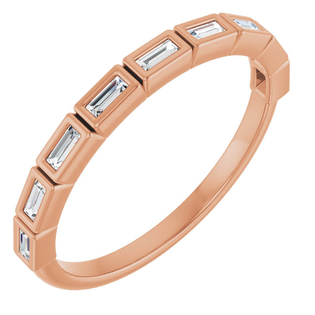 10K Gold Straight Baguette Lab-Grown Diamond Bezel-Set Anniversary Band – 1/6–3/8 CTW - Rose Gold