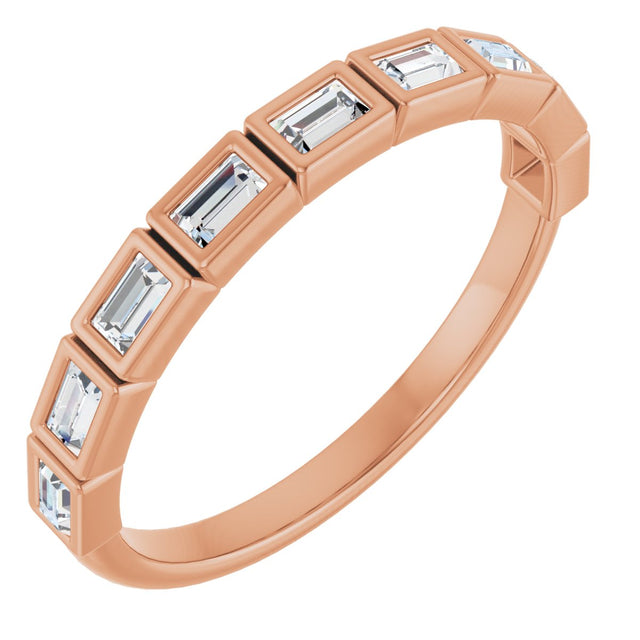 14K Gold Straight Baguette Lab-Grown Diamond Bezel-Set Anniversary Band – 1/6–3/8 CTW - Rose Gold