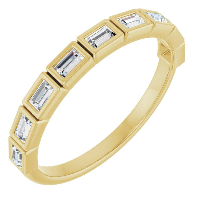 14K Gold Straight Baguette Lab-Grown Diamond Bezel-Set Anniversary Band – 1/6–3/8 CTW - Yellow Gold