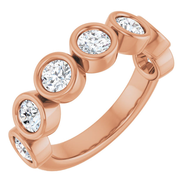 14K Gold Round Lab-Grown Diamond Bezel-Set Anniversary Band – 1–1 1/3 CTW - Rose Gold