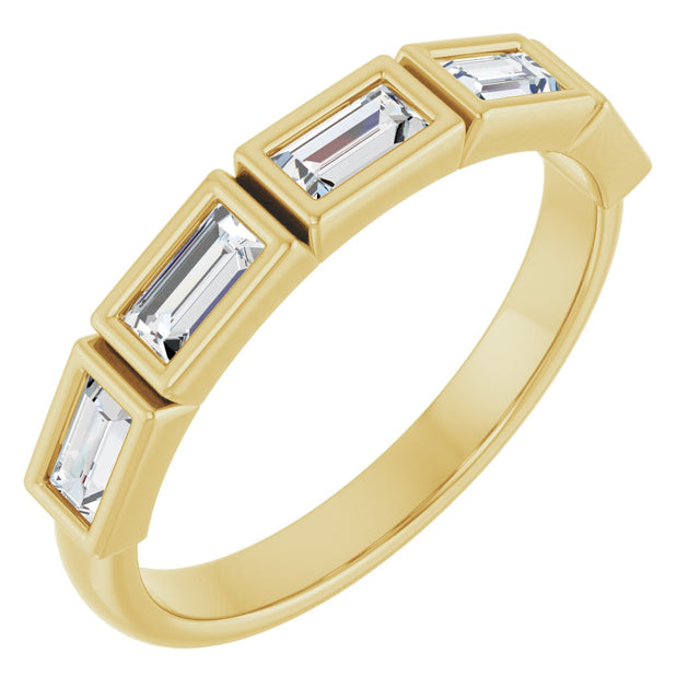 14K Gold Straight Baguette Lab-Grown Diamond Bezel-Set Anniversary Band – 1/2–3/4 CTW - Yellow Gold