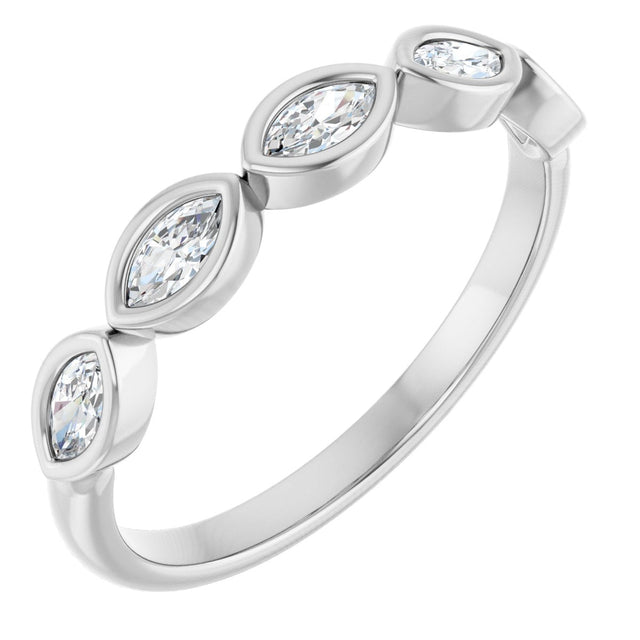 Platinum Marquise Natural Diamond Bezel-Set Anniversary Band – 1/3–5/8 CTW