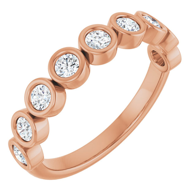 10K Gold Round Lab-Grown Diamond Bezel-Set Anniversary Band – 1/4–7/8 CTW - Rose Gold