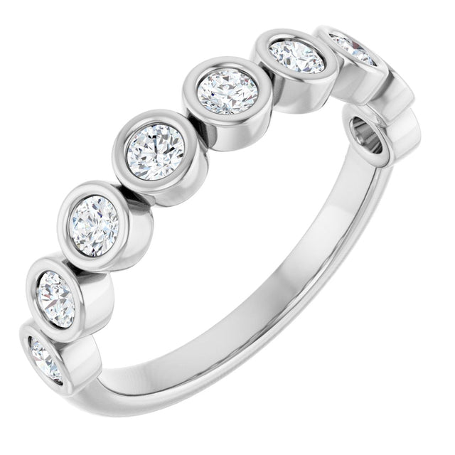 10K Gold Round Natural Diamond Bezel-Set Anniversary Band – 1/4–7/8 CTW - White Gold
