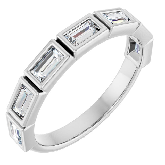 Platinum Straight Baguette Lab-Grown Diamond Bezel-Set Anniversary Band – 1/6–3/4 CTW