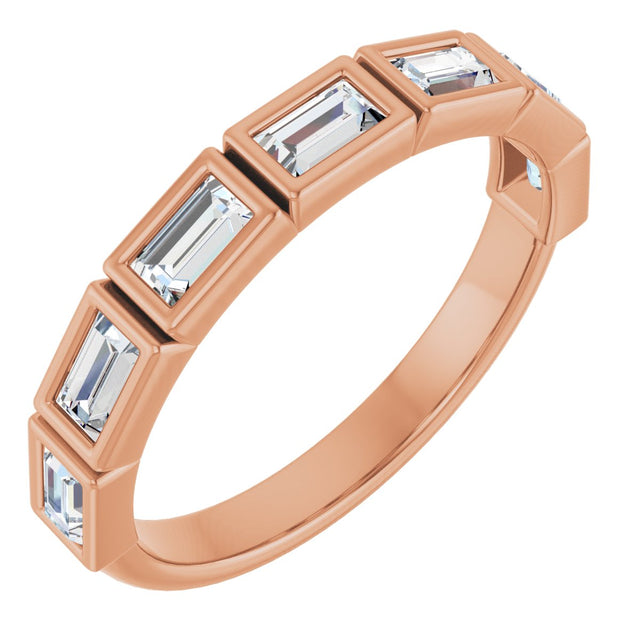 14K Gold Straight Baguette Lab-Grown Diamond Bezel-Set Anniversary Band – 1/2–3/4 CTW - Rose Gold