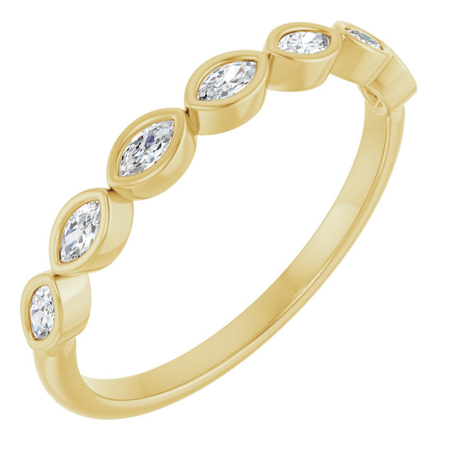 14K Gold Marquise Lab-Grown Diamond Bezel-Set Anniversary Band – 3x1.5 mm Stones - Yellow Gold