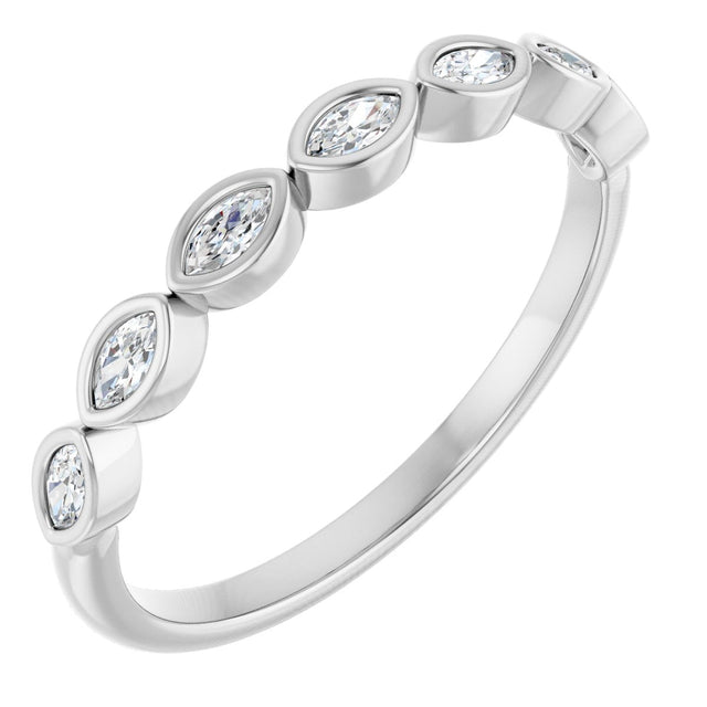 Platinum Marquise Lab-Grown Diamond Bezel-Set Anniversary Band – 3x1.5 mm Stones