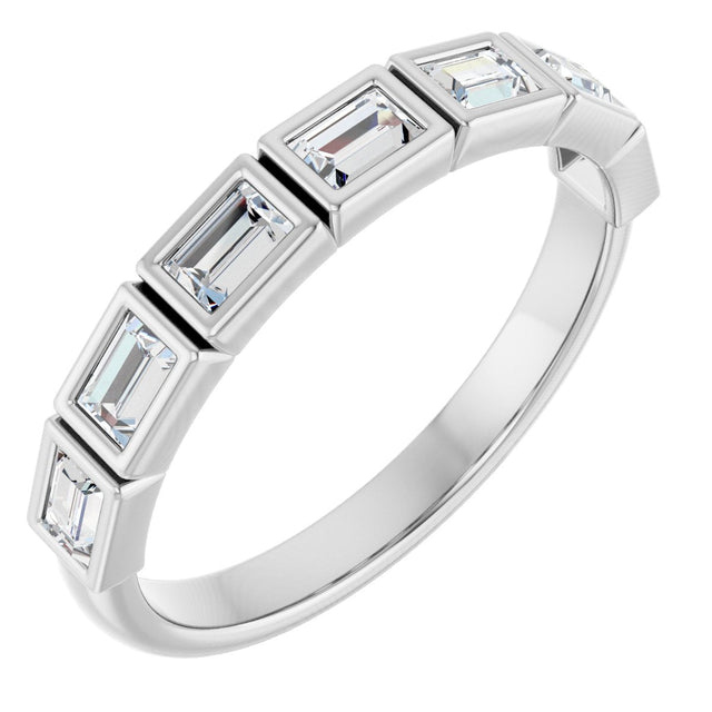 Platinum Straight Baguette Lab-Grown Diamond Bezel-Set Anniversary Band – 1/6–3/4 CTW