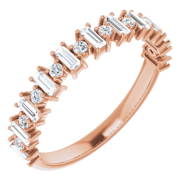 14K Gold Straight Baguette Natural Diamond Anniversary Band – 3/8–7/8 CTW - Rose Gold