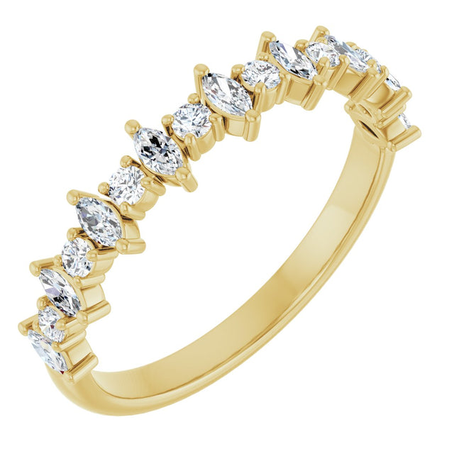 14K Gold Marquise Natural Diamond Anniversary Band – 3/8–5/8 CTW - Yellow Gold