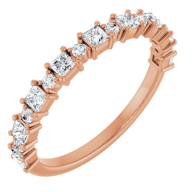 14K Gold Square Natural Diamond Anniversary Band – 1/2–1 1/3 CTW - Rose Gold