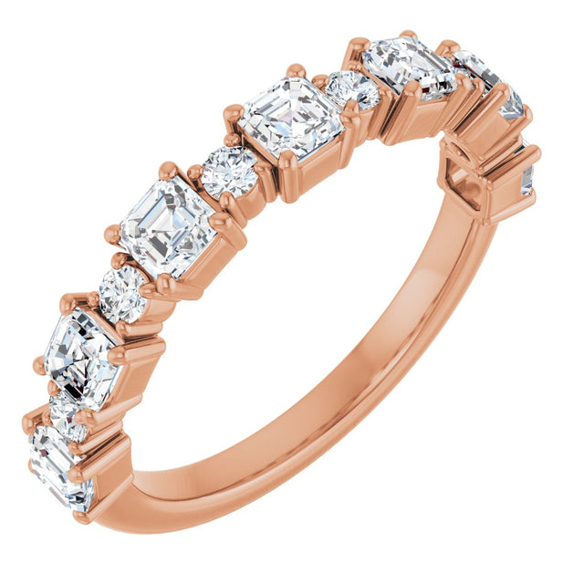 14K Gold Asscher Natural Diamond Anniversary Band – 1/2–1 1/3 CTW - Rose Gold