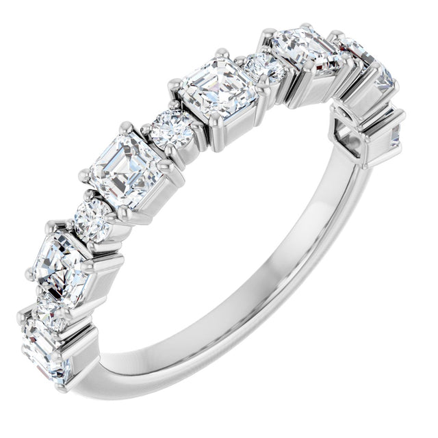 14K Gold Asscher Natural Diamond Anniversary Band – 1/2–1 1/3 CTW - White Gold