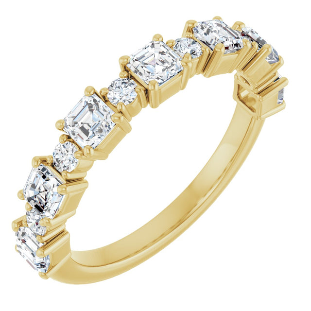 14K Gold Asscher Natural Diamond Anniversary Band – 1/2–1 1/3 CTW - Yellow Gold