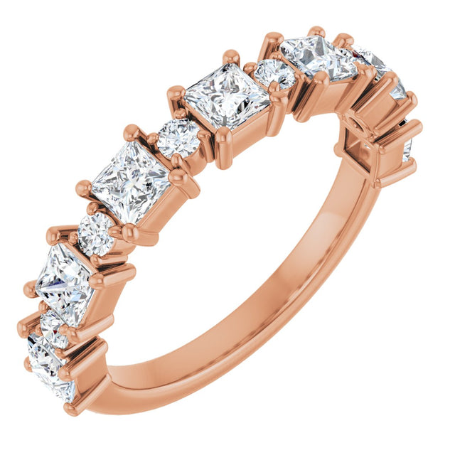 14K Gold Square Natural Diamond Anniversary Band – 1/2–1 1/3 CTW - Rose Gold