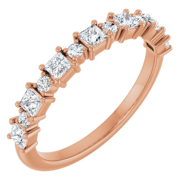 14K Gold Square Natural Diamond Anniversary Band – 1/2–1 1/3 CTW - Rose Gold