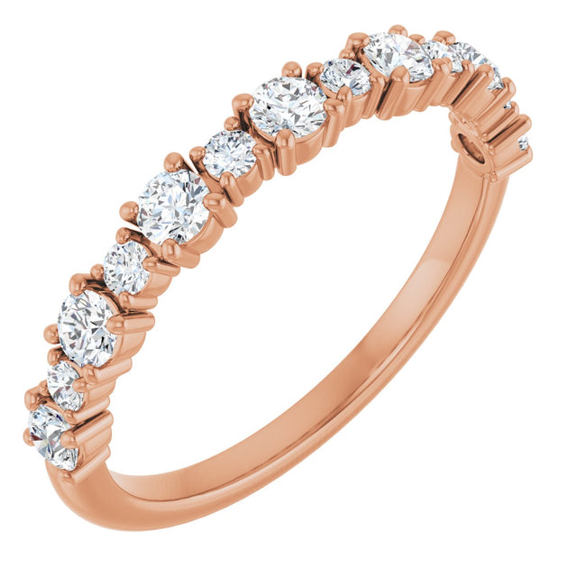14K Gold Round Natural Diamond Anniversary Band – 3/8–3/4 CTW - Rose Gold