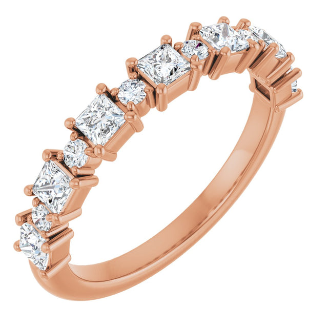 14K Gold Square Natural Diamond Anniversary Band – 1/2–1 1/3 CTW - Rose Gold