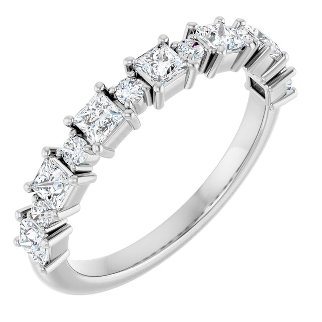 14K Gold Square Natural Diamond Anniversary Band – 1/2–1 1/3 CTW - White Gold