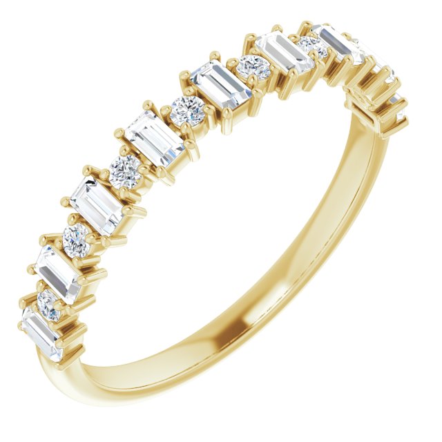 14K Gold Straight Baguette Natural Diamond Anniversary Band – 3/8–7/8 CTW - Yellow Gold